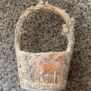 Jim Shore White Woodland Basket with Eggs